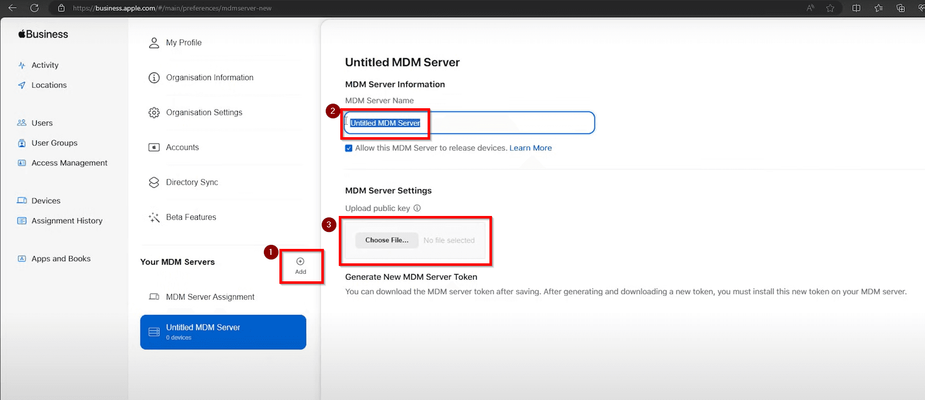 Open Preferences in Apple Business Manager